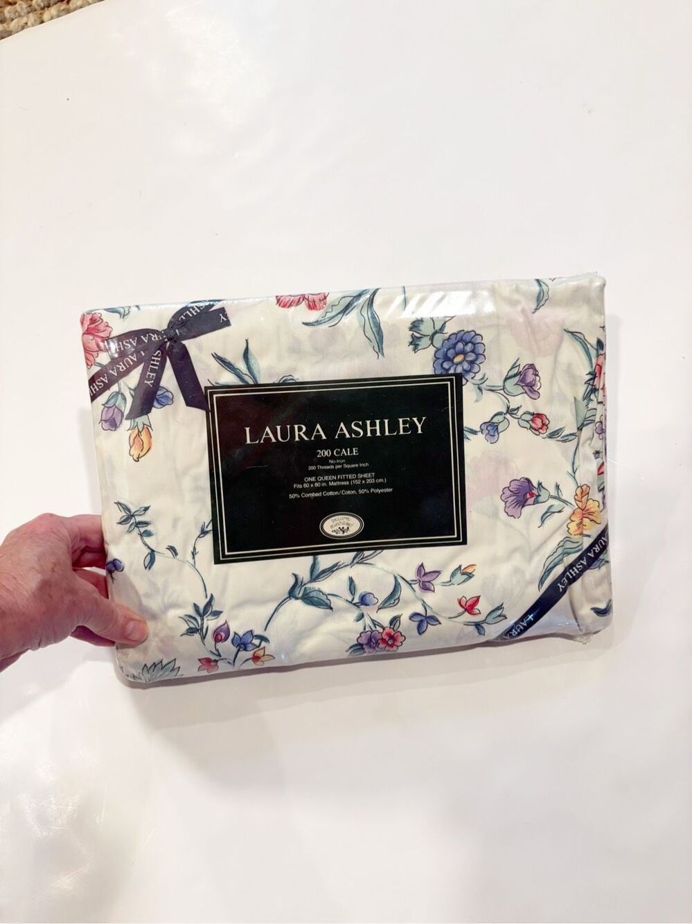 NWT Laura Ashley Queen Fitted Sheet Chinese Silk Floral